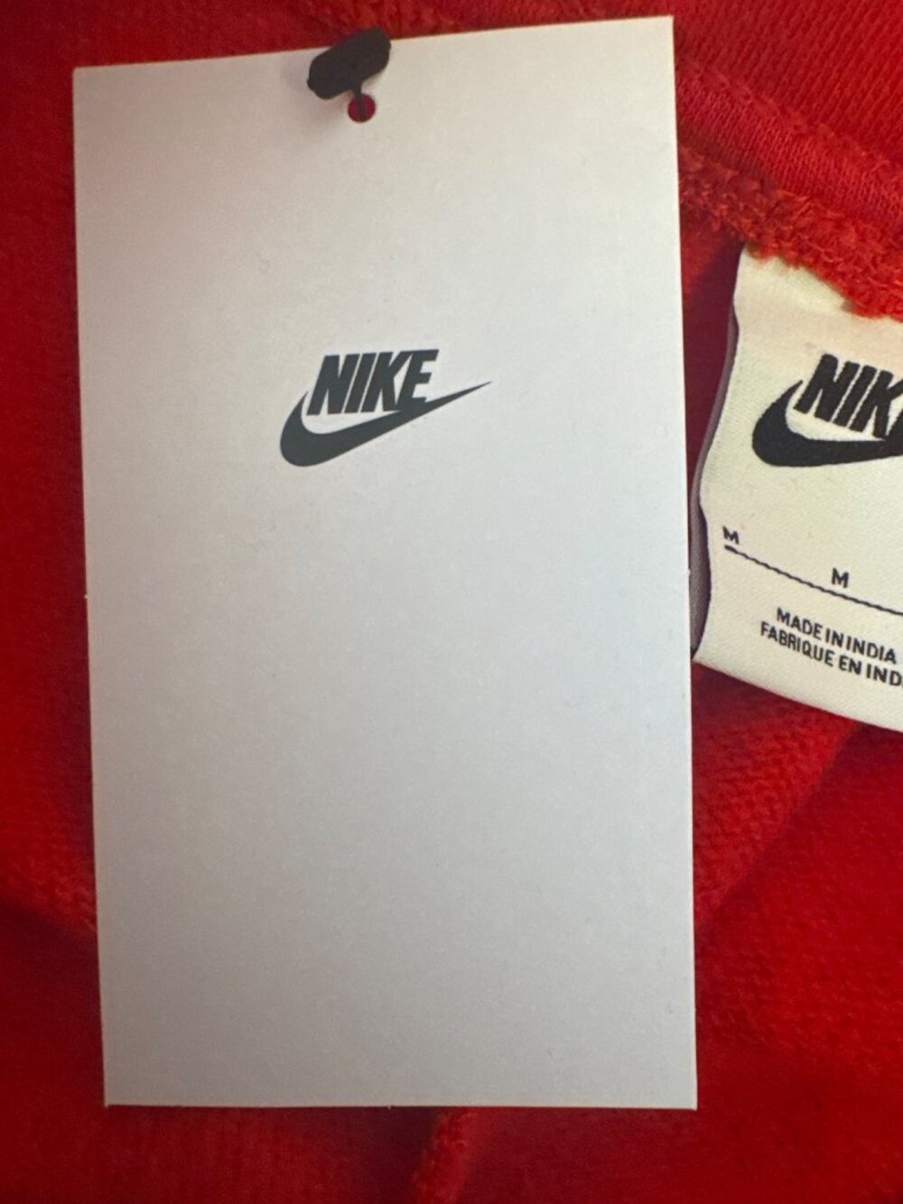 New Nike Red Drawstring Medium Mid-Rise Shorts 80% Cotton 20% Polyester - Picture 10 of 12